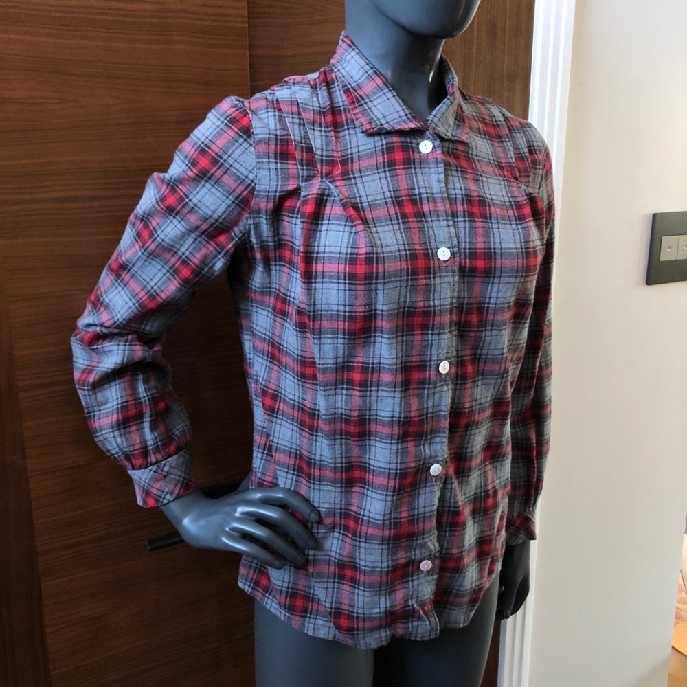 Plaid Pleated Button-Down